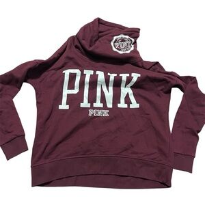 PINK Victoria's Secret Burgundy Cowl Neck Sweater Spell-out Size Medium Y2K